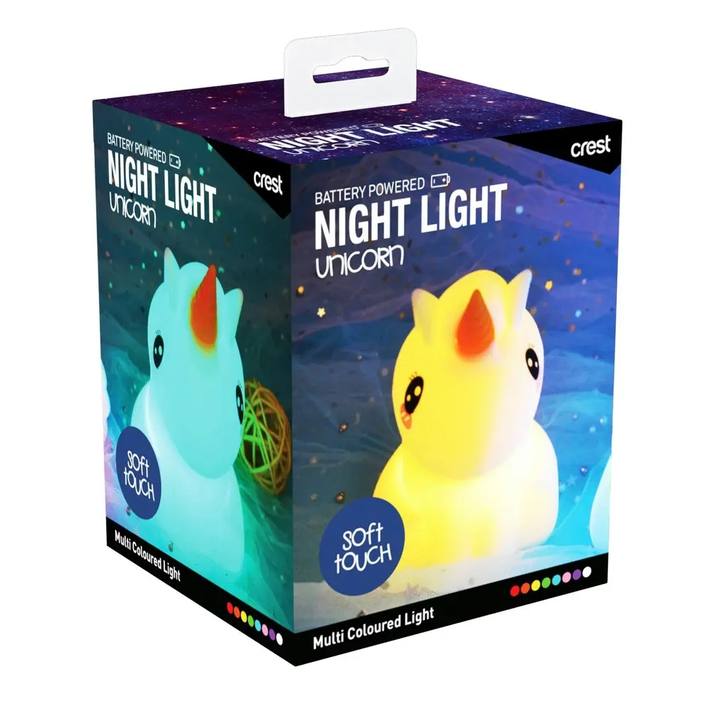 Crest Kids Rechargeable Silicone Unicorn Night Light Colour Changing Lamp White