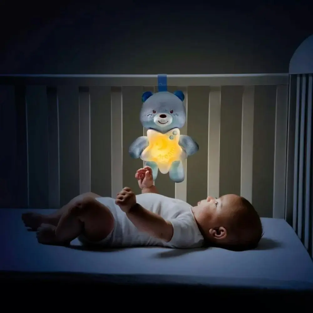 Chicco Toy 25.5cm GoodNight Bear Plush Baby Night Light Hanging Decor 0m+ Blue