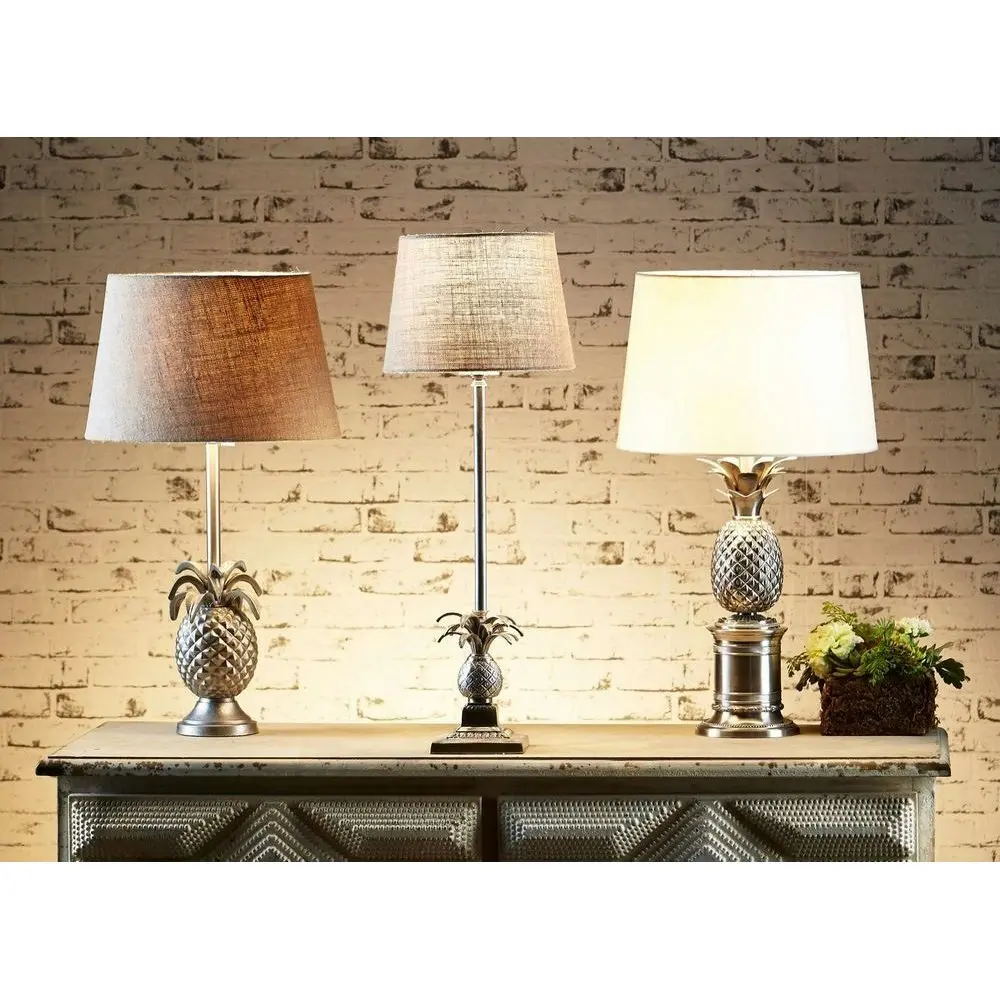 Belle St Martin Table Lamp w /Brass Base 45cm Bedside Light Decor Antique Silver