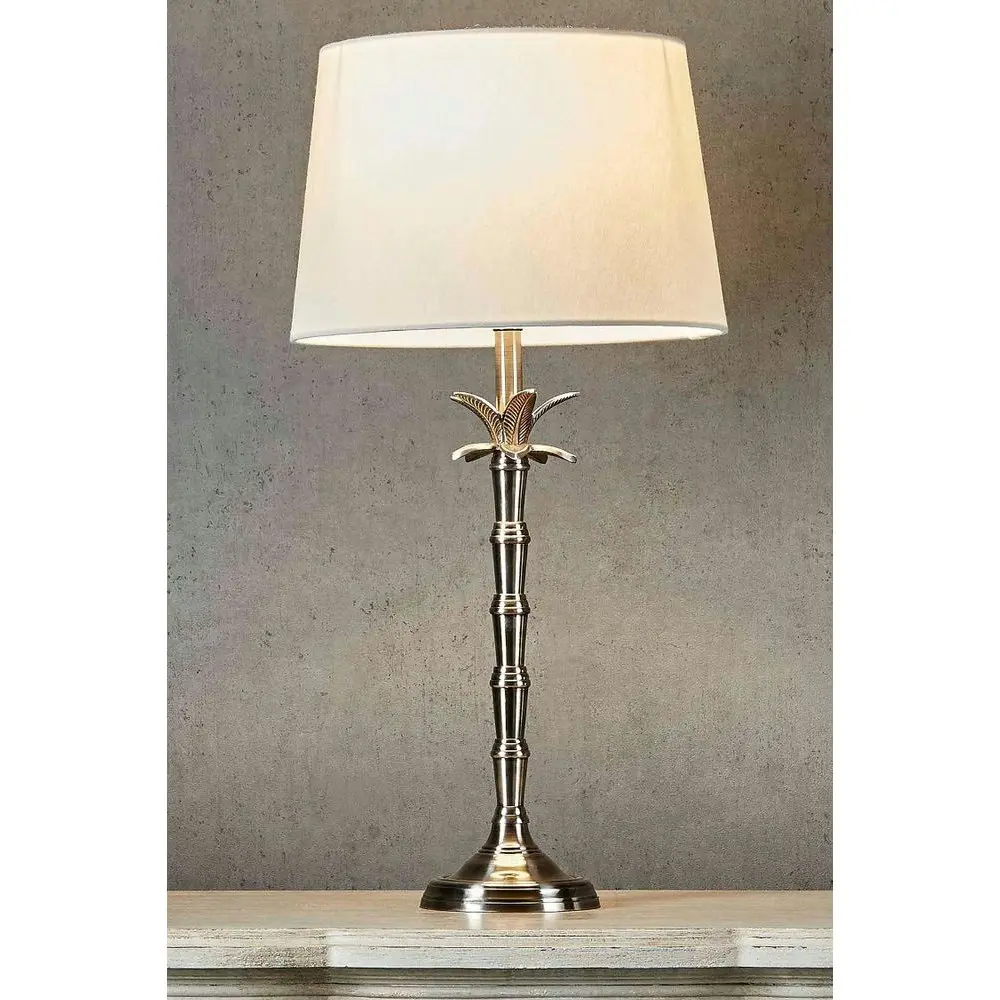 Belle Bahama Table Lamp w/Brass Base Small 45cm Bedside Night Light Decor Silver