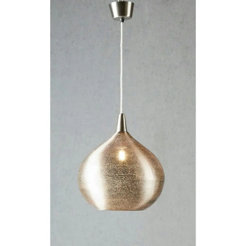 Belle Amstel Brass Ceiling Pendant Light Hanging Room Lamp Large 37cm Silver