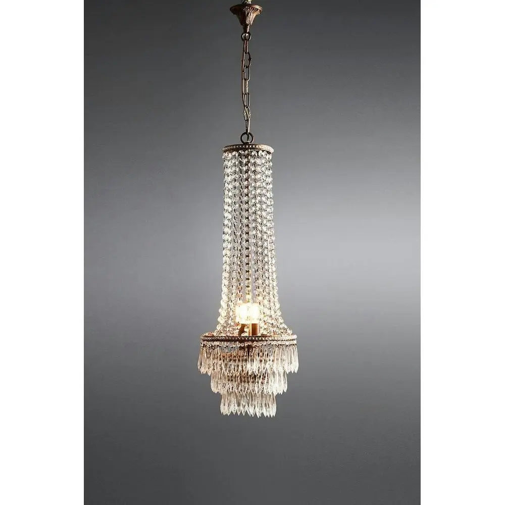 Belle Darren Long Chandelier Ceiling Hanging Light Home Decor 83cm Antique Brass