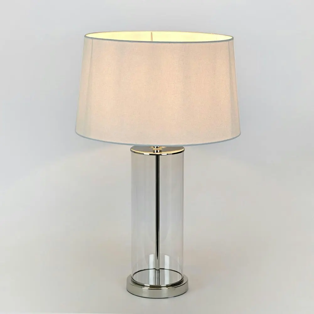 Belle Iris Glass Table Lamp w/ Metal Base 54cm Night Light Decor Polished Nickel