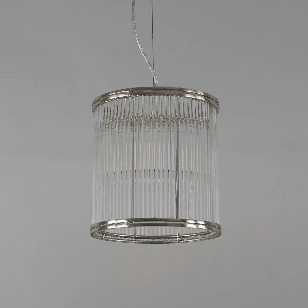 Belle Denzel Iron/Glass Ceiling Pendant Light Hanging Lamp Medium 25cm Nickel