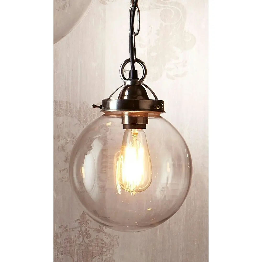 Belle Celeste Brass/Glass Ceiling Pendant Light Lamp Small 25cm Antique Silver