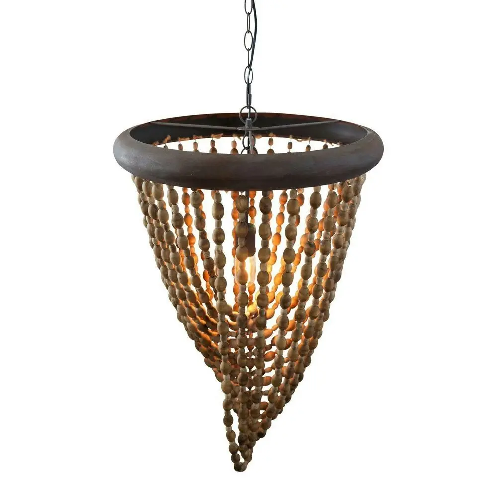 Belle Alima Iron/Beaded Chandelier Light Hanging Home Decor Large 82cm Brown