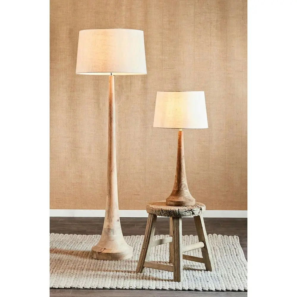 Belle Lancia Table Lamp w/ Wood Base Small 49cm Bedside Night Light Natural