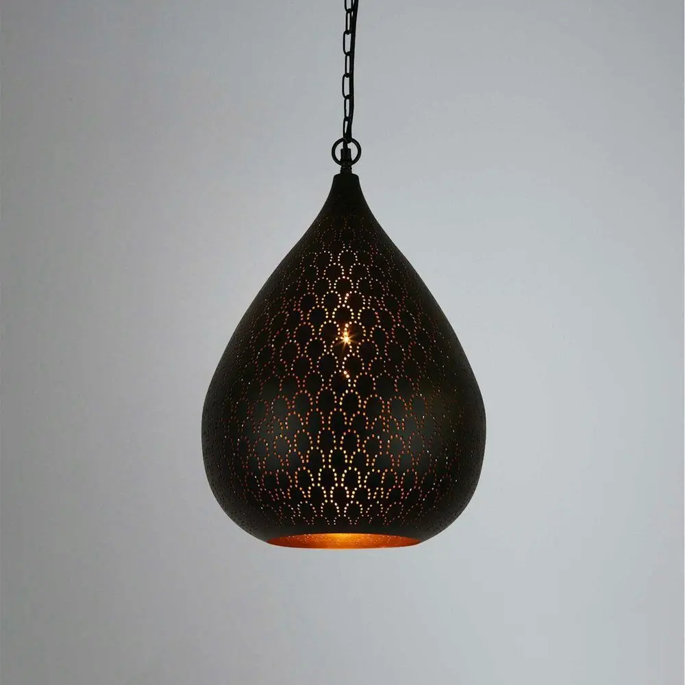 Belle Taipan Metal Ceiling Pendant Light 52cm Hanging Lamp Home Decor Black