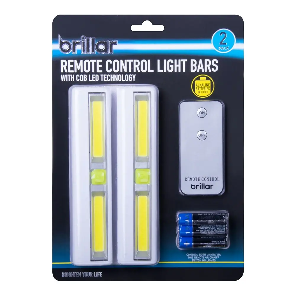 4pc Brillar Magnetic COB LED Multipurpose Adhesive Light Bar w/ Remote Control