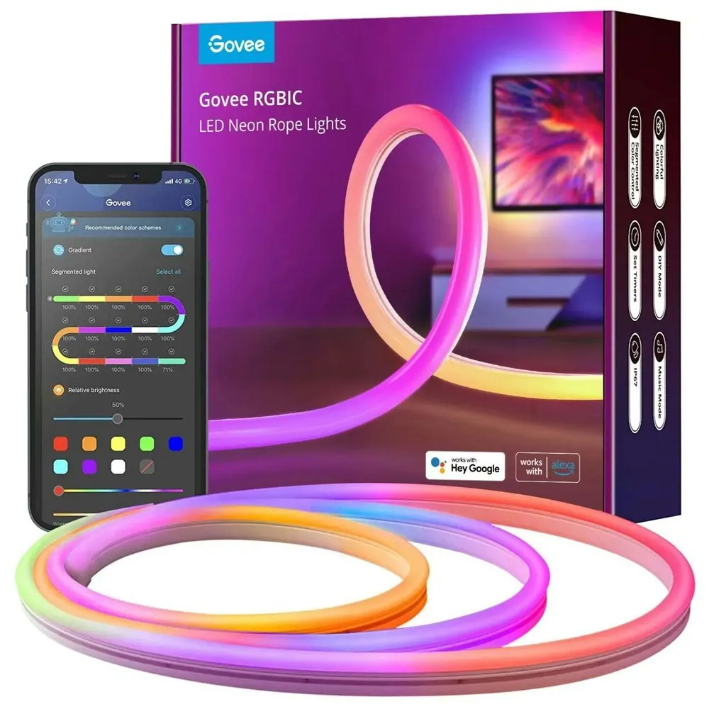 Clever Gear Govee Neon Flex RGBIC Smart LED Rope Light Strip Voice Control 3M