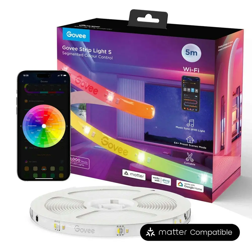 Clever Gear Govee RGBIC+W Smart LED Light Strip Matter App/Voice Control 5M