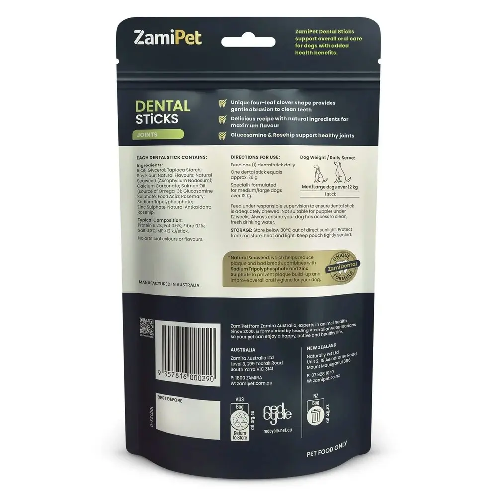 ZamiPet Dental Sticks Joints For Medium & Large Dogs - 6 Pack - SHORT DATED