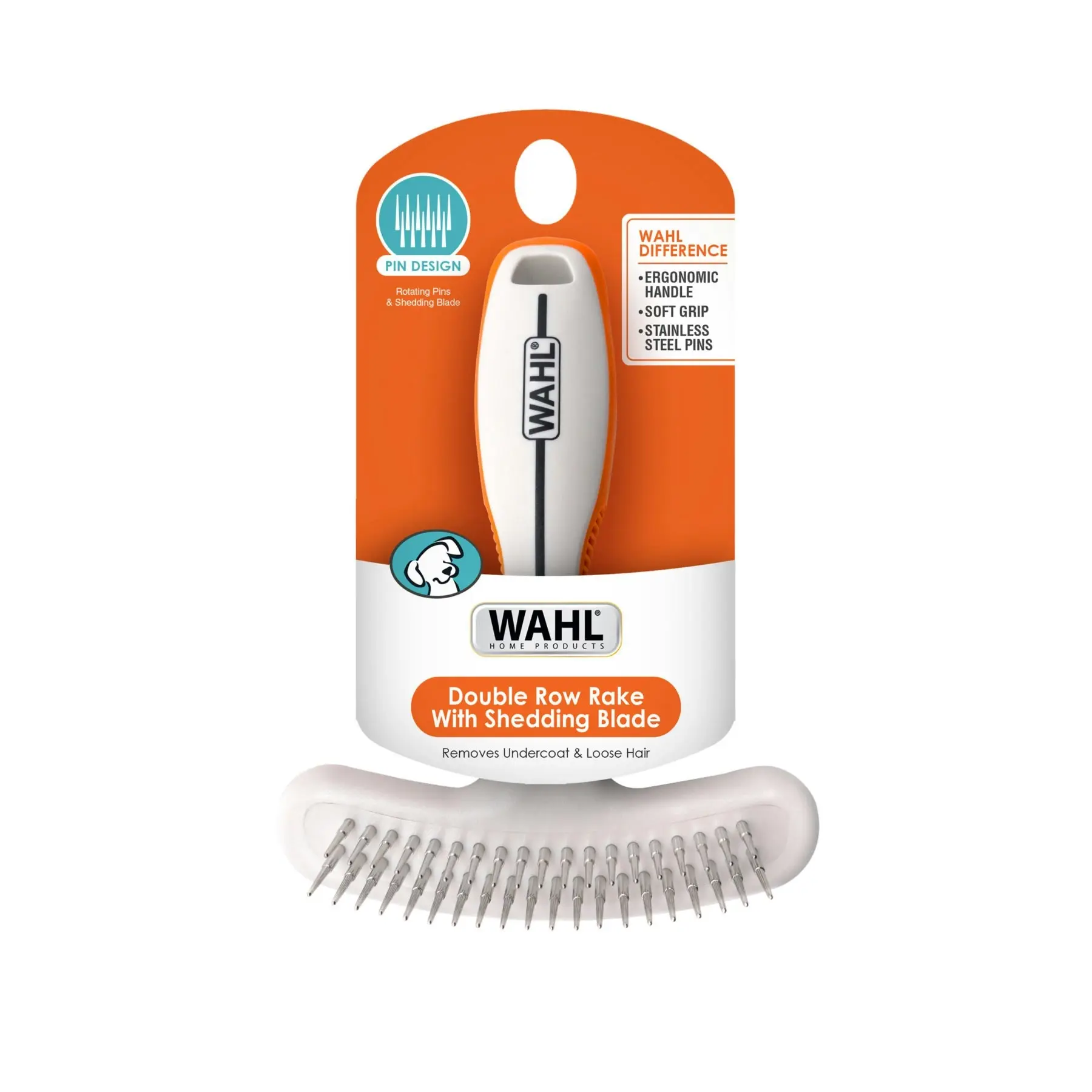 Wahl Orange and White Row Rake - Shedding Blade