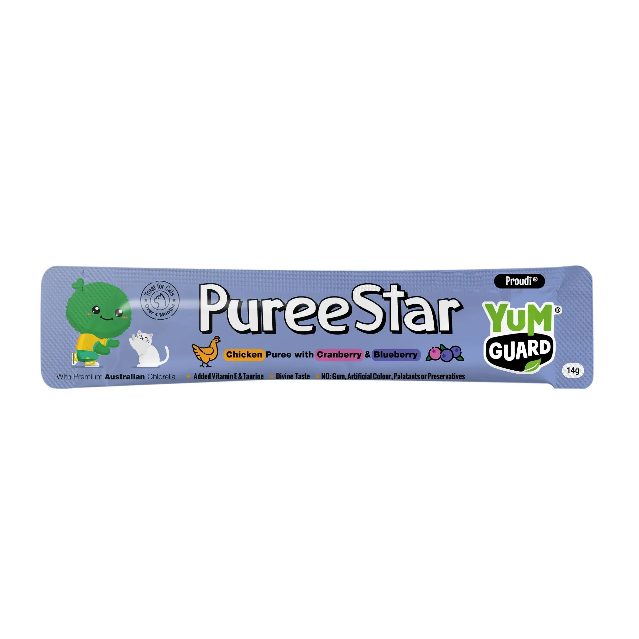 YumGuard Puree Star Cat Treats - Chicken Cranberry and Blueberry