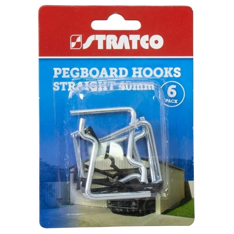 Pegboard Hooks Straight 6 Pieces 40mm