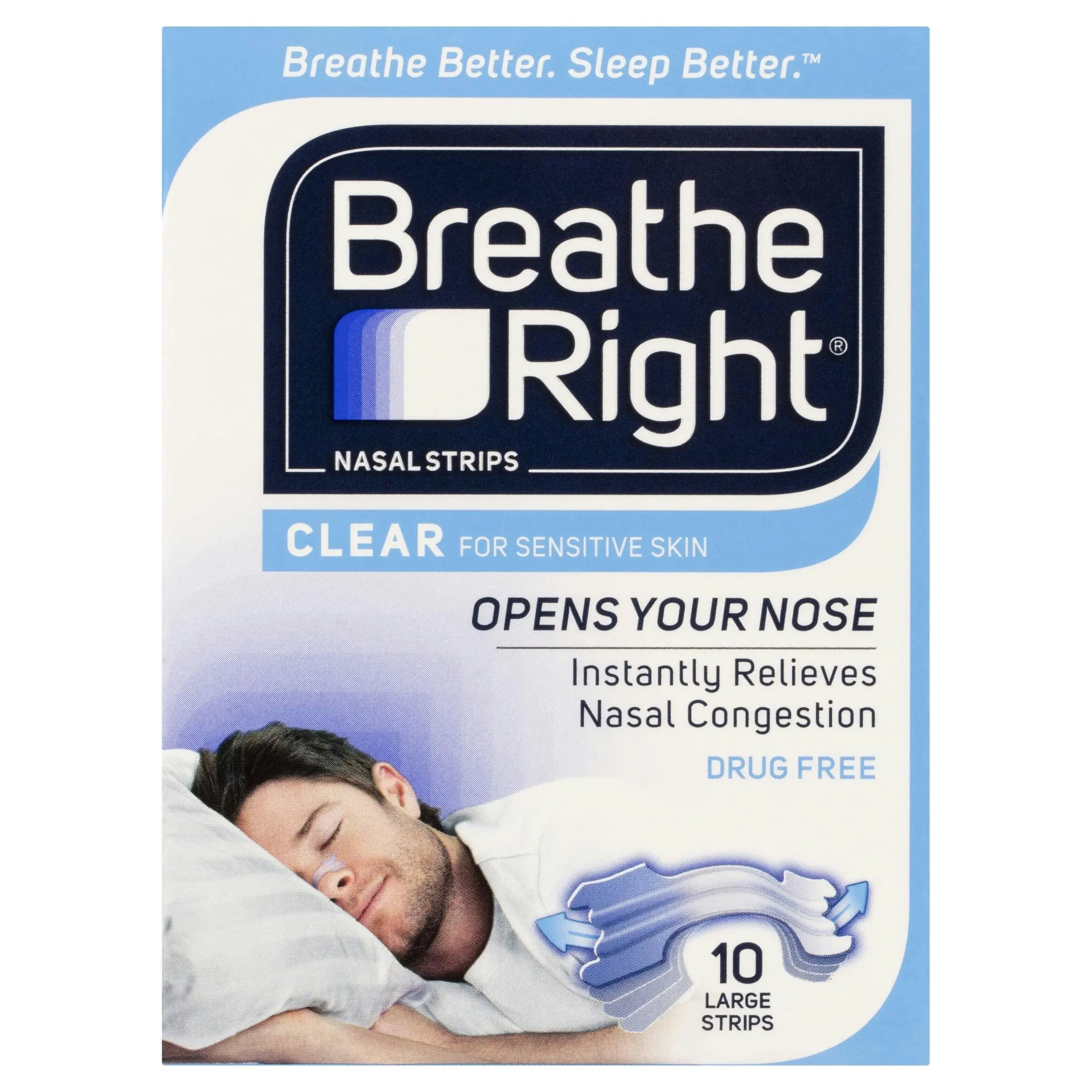 Breathe Right Nasal Strips Clear Large 10 Strips