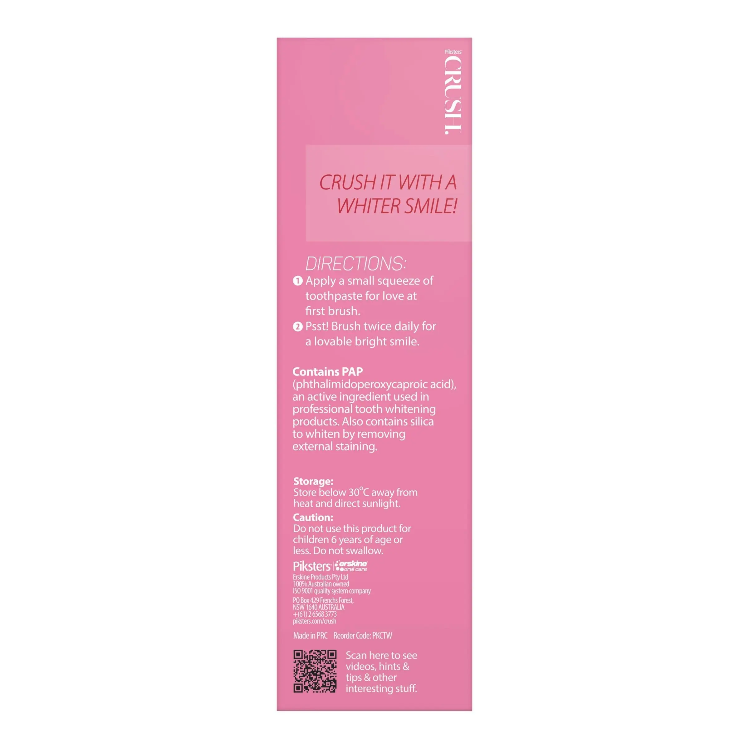 Piksters Crush Whitening Toothpaste Watermelon 96g