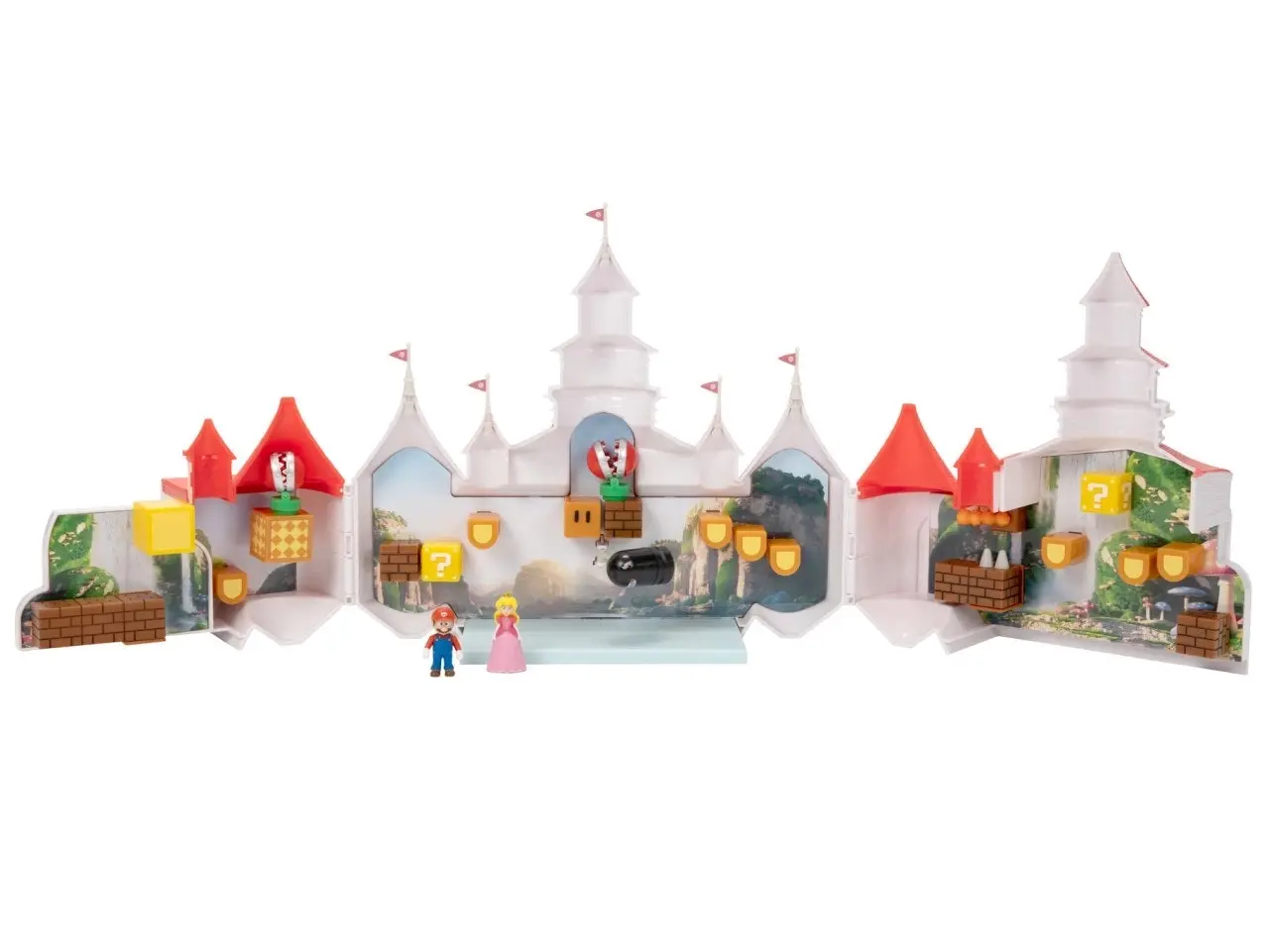 The Super Mario Bros. Movie - Mushroom Kingdom Castle Playset with Mini 1.25” Mario and Princess Peach Figures