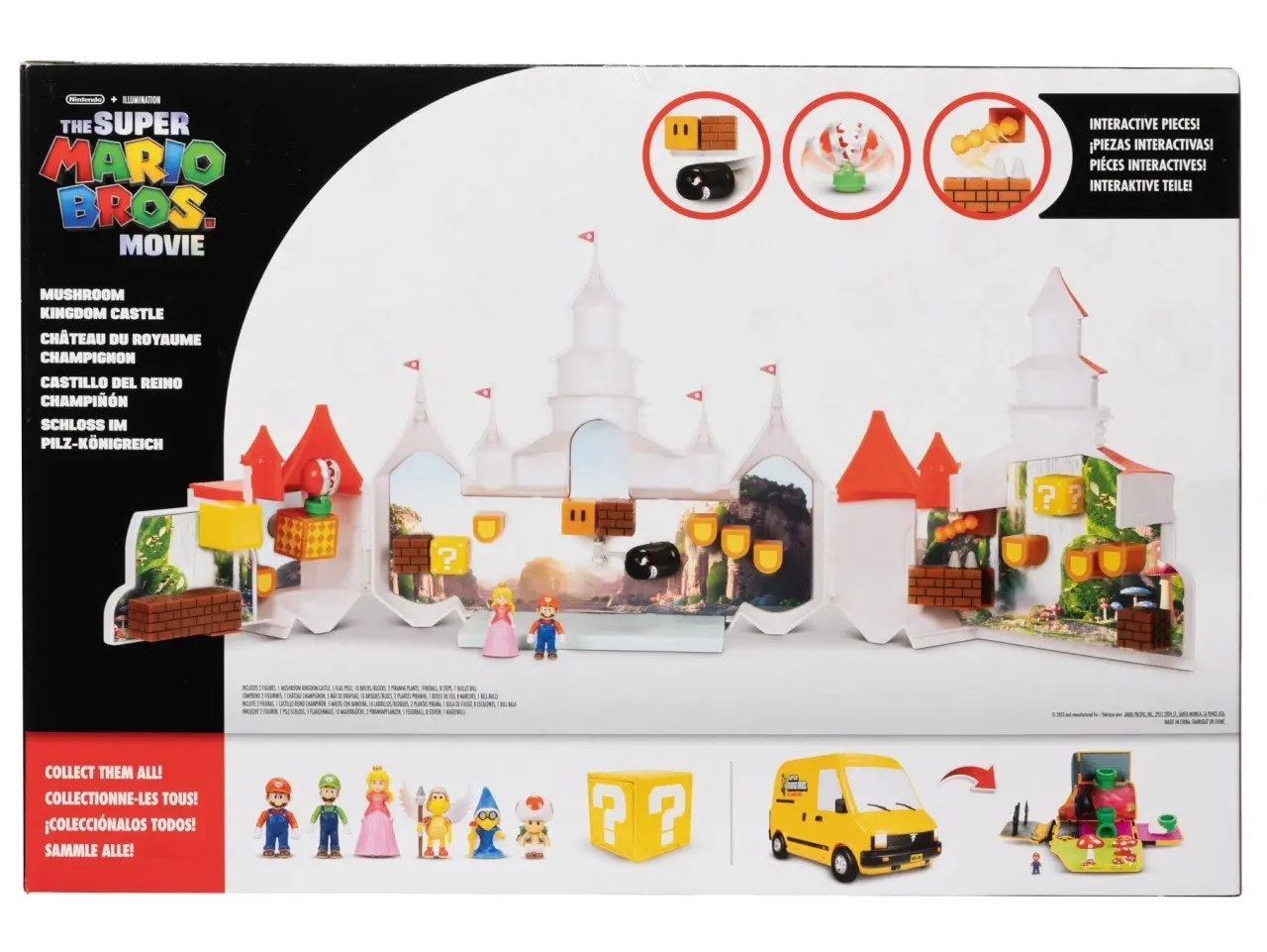 The Super Mario Bros. Movie - Mushroom Kingdom Castle Playset with Mini 1.25” Mario and Princess Peach Figures