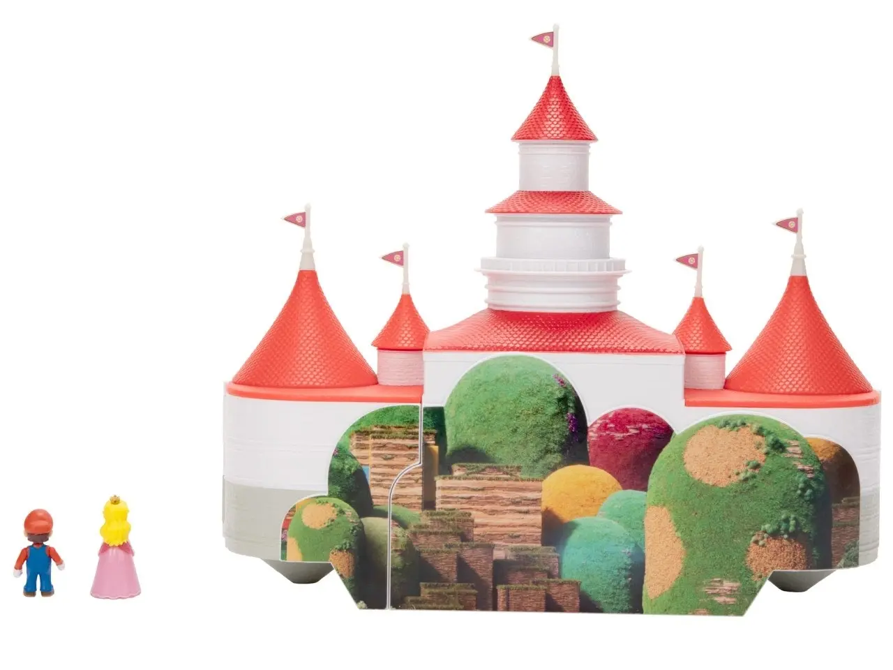 The Super Mario Bros. Movie - Mushroom Kingdom Castle Playset with Mini 1.25” Mario and Princess Peach Figures