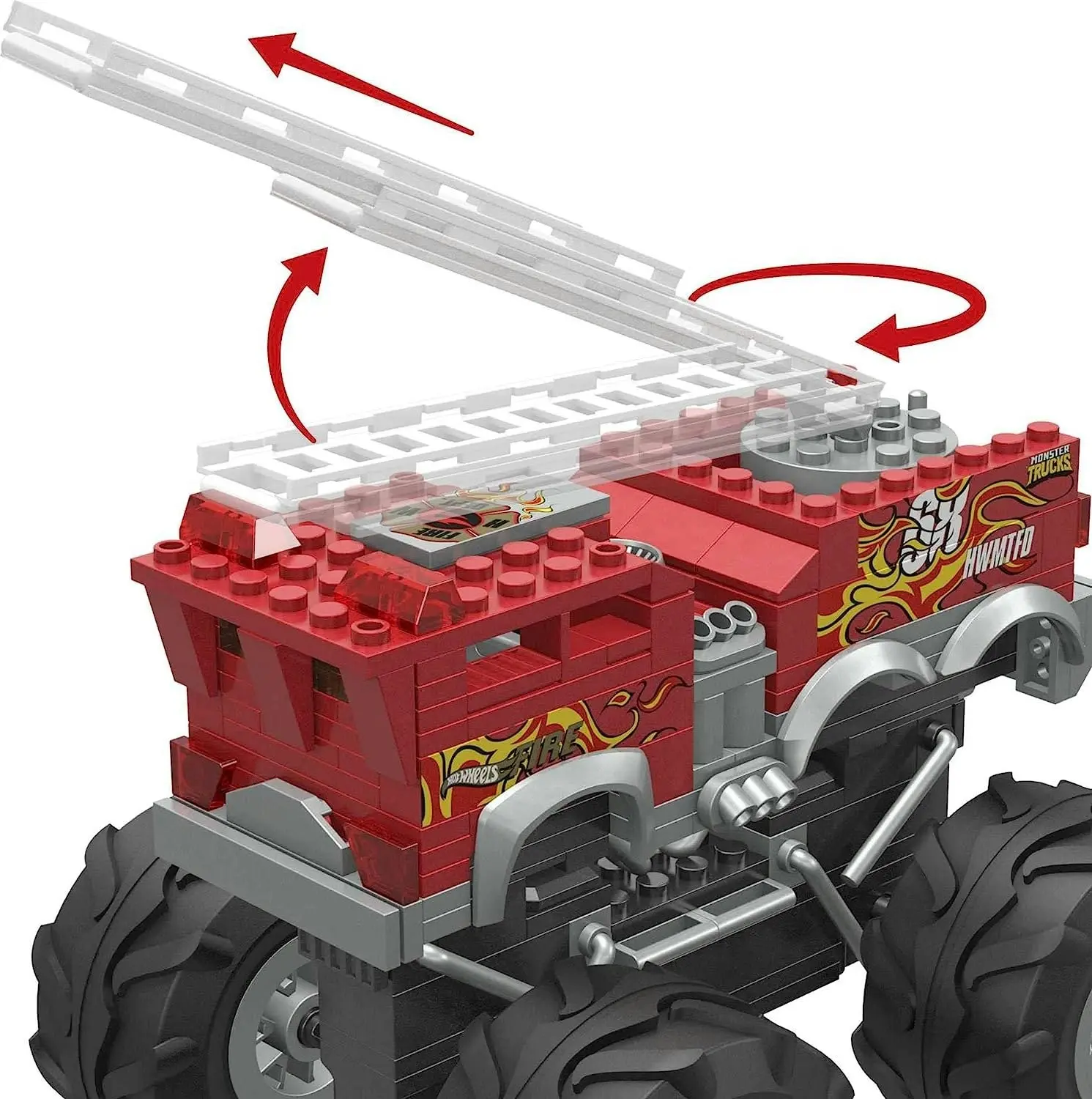 Mega Hot Wheels 5-Alarm Fire Truck Monster Truck Building Set with 1 Figure