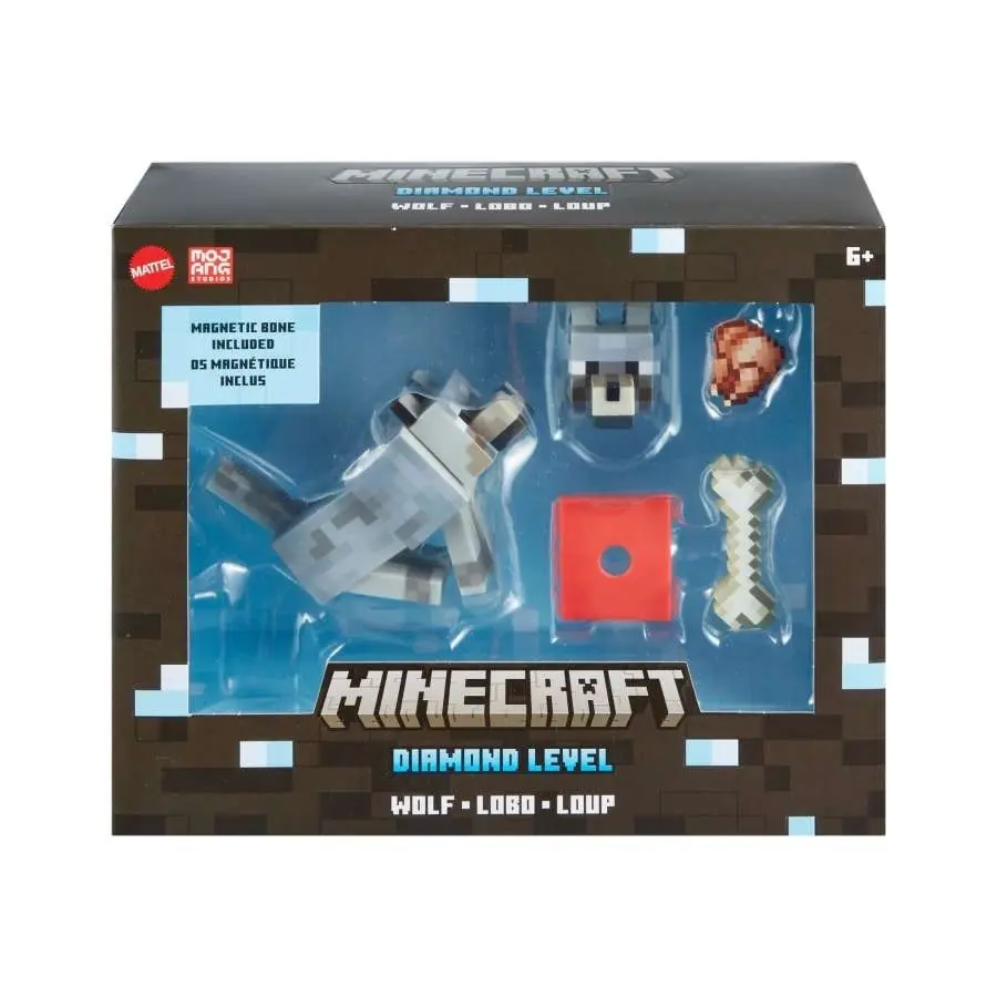 Minecraft Diamond Wolf Action Figure With Accessories