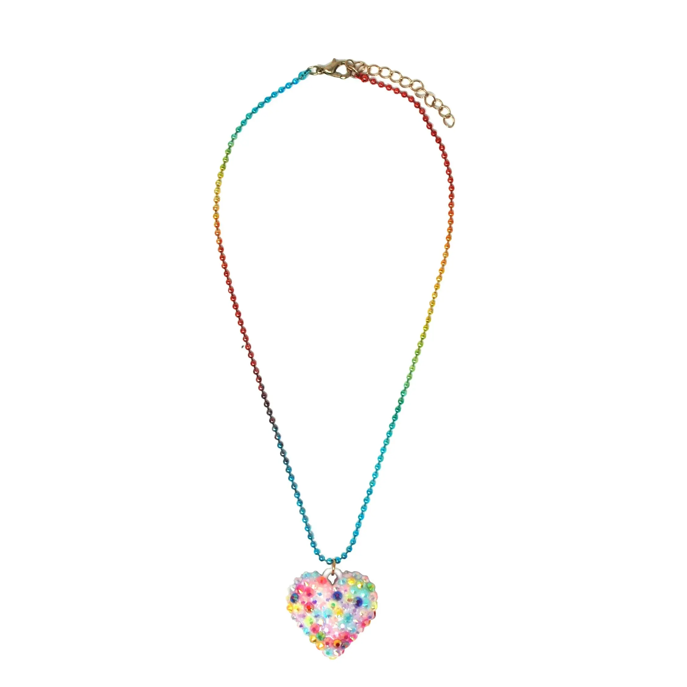 Rhinestone Heart Ballchain Necklace