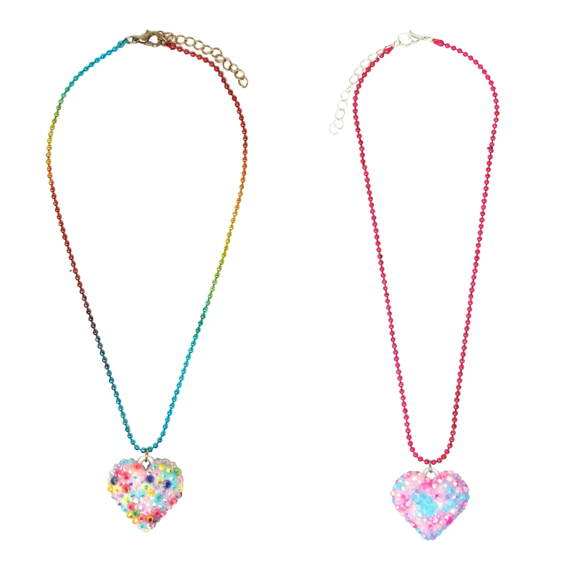 Rhinestone Heart Ballchain Necklace