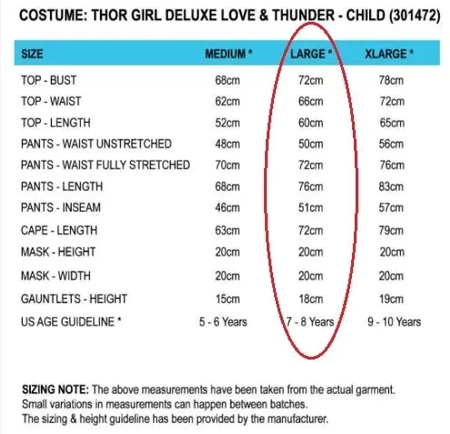 Mighty Thor Girl Deluxe Love & Thunder Costume - L