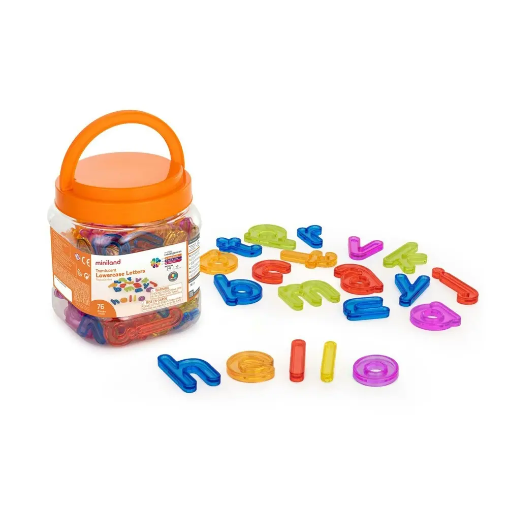 76pc Miniland Aptitude Translucent Lowercase Letters Kids Educational Toy 3y+