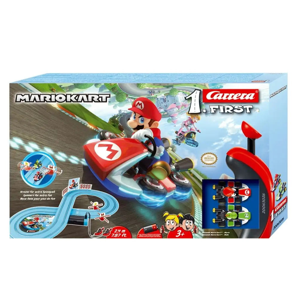 Carrera First Yoshi/Mario Kart Racing Slot Cars 2.4m Track Set w/Remote Kids Toy