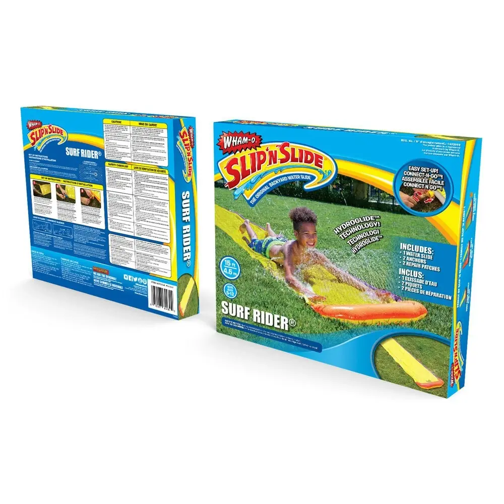 Wham-O 15ft Surf Rider Outdoor Backyard Water Splash Slide Kids Sliding Mat Toy