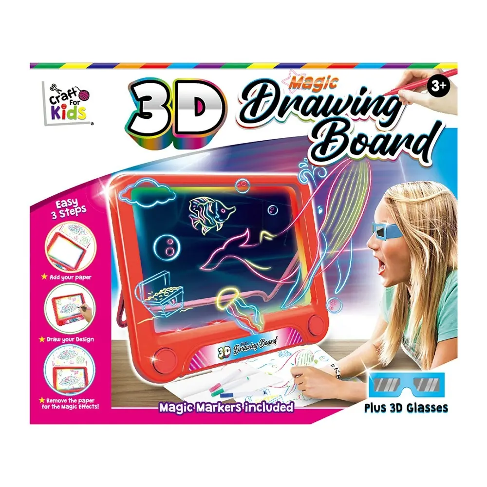 Craft for Kids 3D Drawing Board w/ Markers & Eyeglasses Art Toy Children 3+