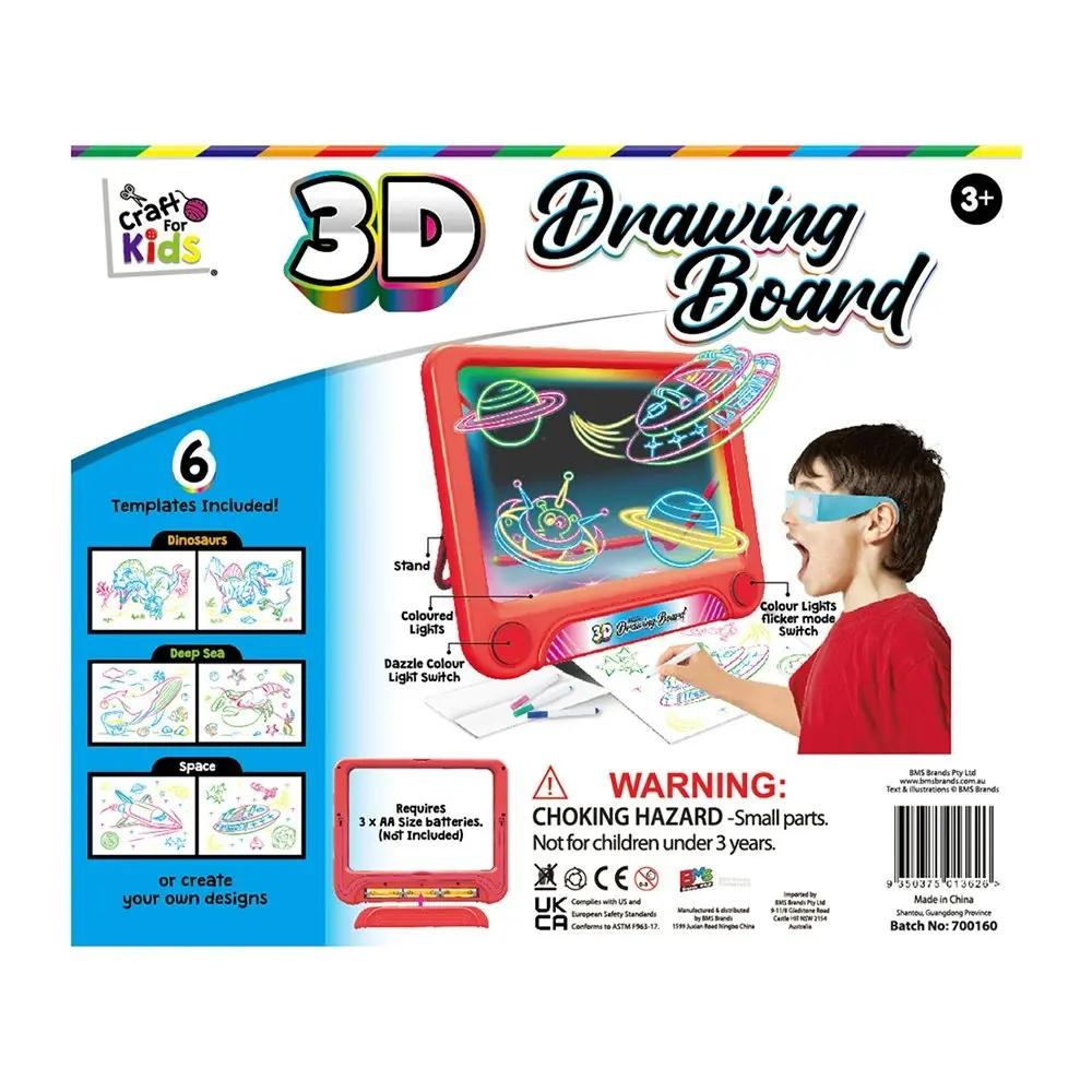 Craft for Kids 3D Drawing Board w/ Markers & Eyeglasses Art Toy Children 3+