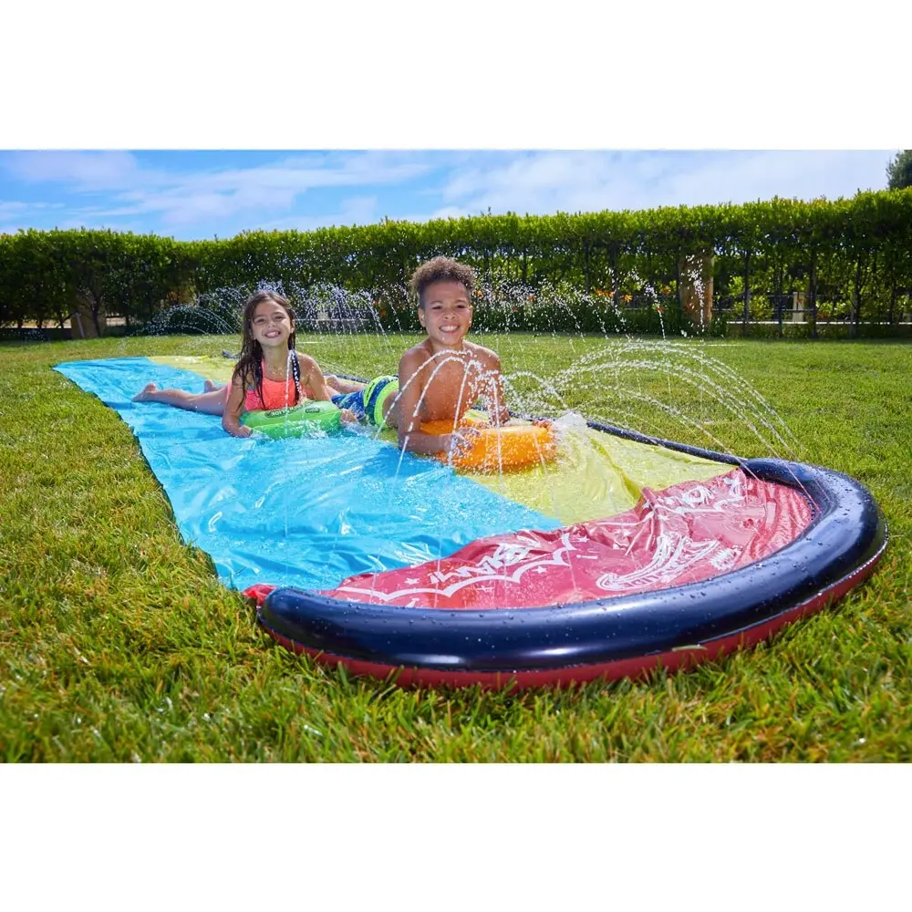 Wham-O 16ft Wave Rider Double Sliding Lane Backyard Water Slide Kids Toy 5-12y