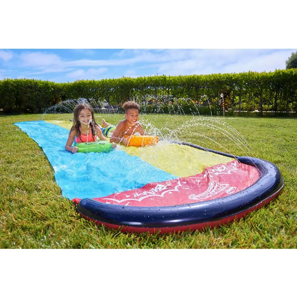 Wham-O 16ft Wave Rider Double Sliding Lane Backyard Water Slide Kids Toy 5-12y