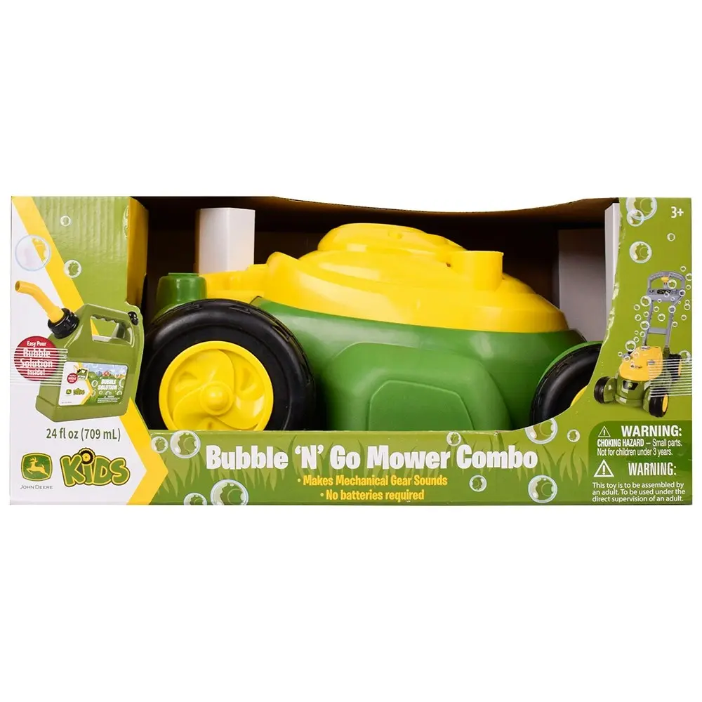 John Deere Bubble-N-Go Lawn Mower & Bubble Solution Kids Toy 118ml 3Y+