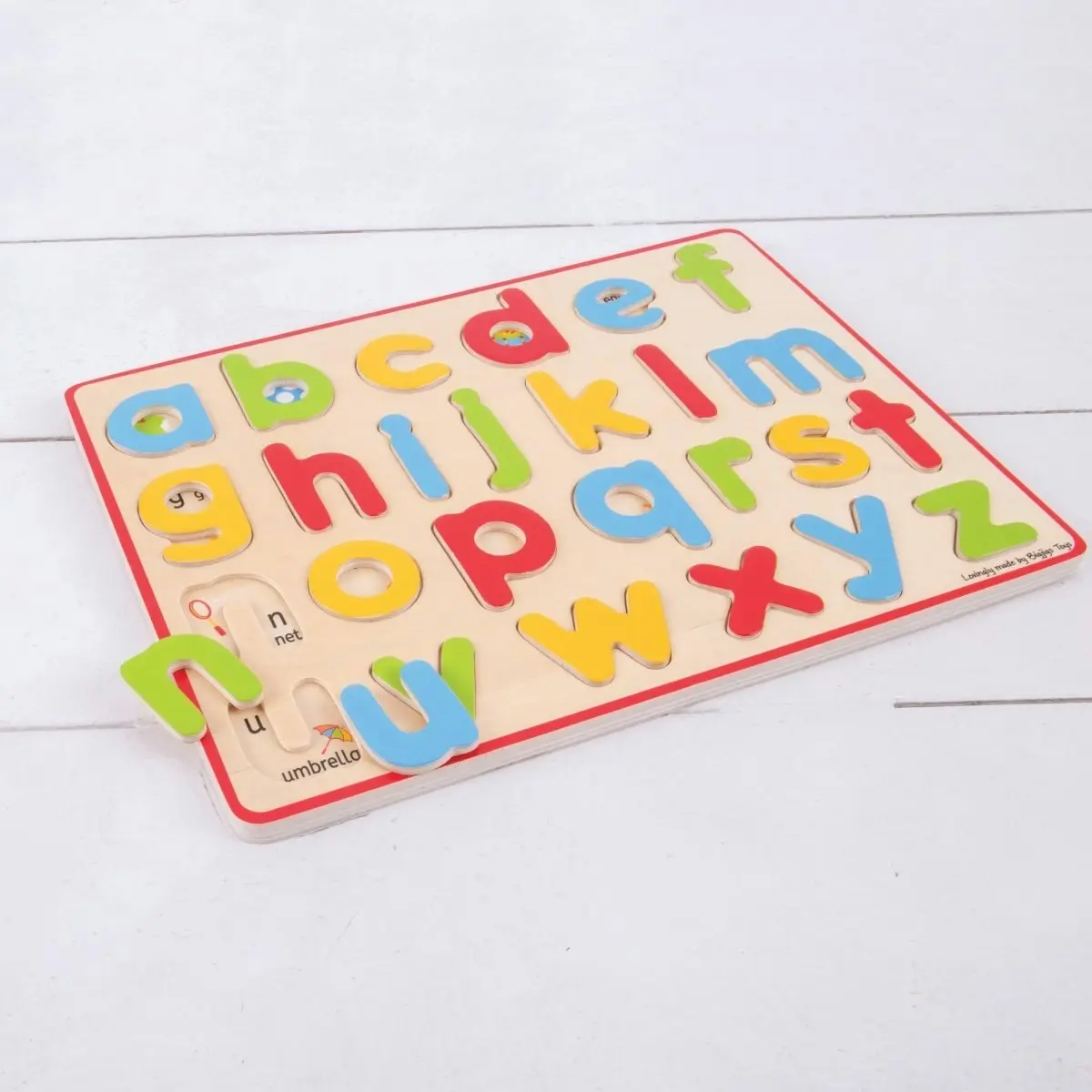 26pc Bigjigs Toys Wooden Inset Puzzle Lowercase Alphabet Kids Learning Toy 3+