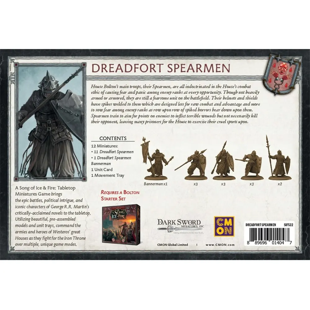 CMON A Song Of Ice & Fire Tabletop Miniatures Game Figure Dreadfort Spearmen 14+