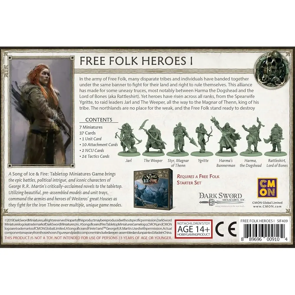 CMON A Song Of Ice & Fire Tabletop Miniatures Game Figure Free Folk Heroes 1 14+