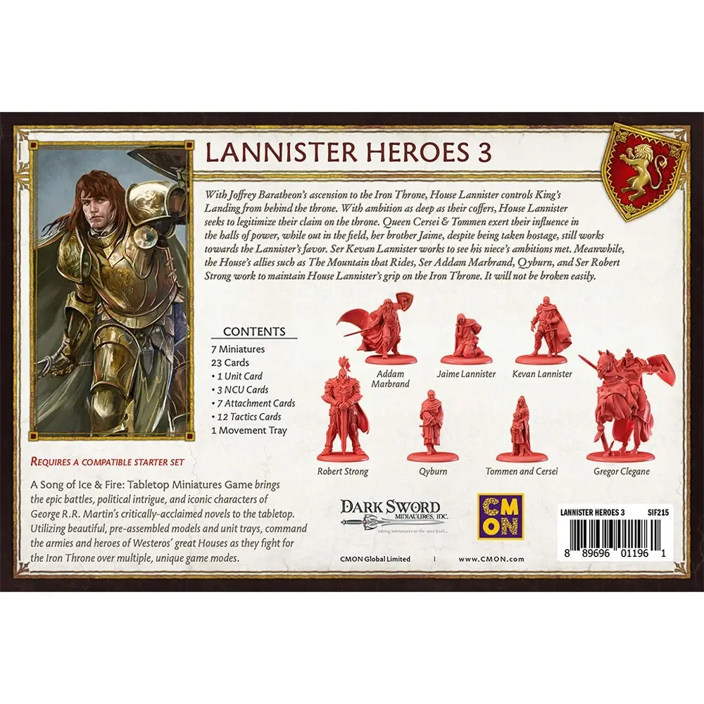 CMON A Song Of Ice & Fire Miniatures Game Figure TTRPG Lannister Heroes 3 14y+