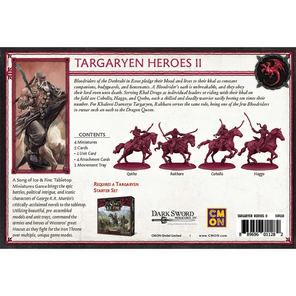 CMON A Song Of Ice & Fire Tabletop Miniatures Game Figure Targaryen Heroes 2 14+