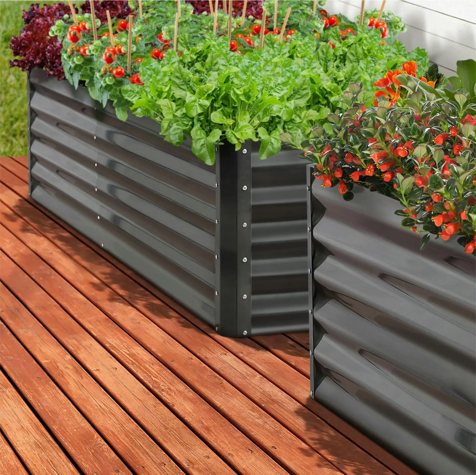 Livsip Garden Raised Bed Vegetable Planter Kit Galvanised Steel 240x80x45CM