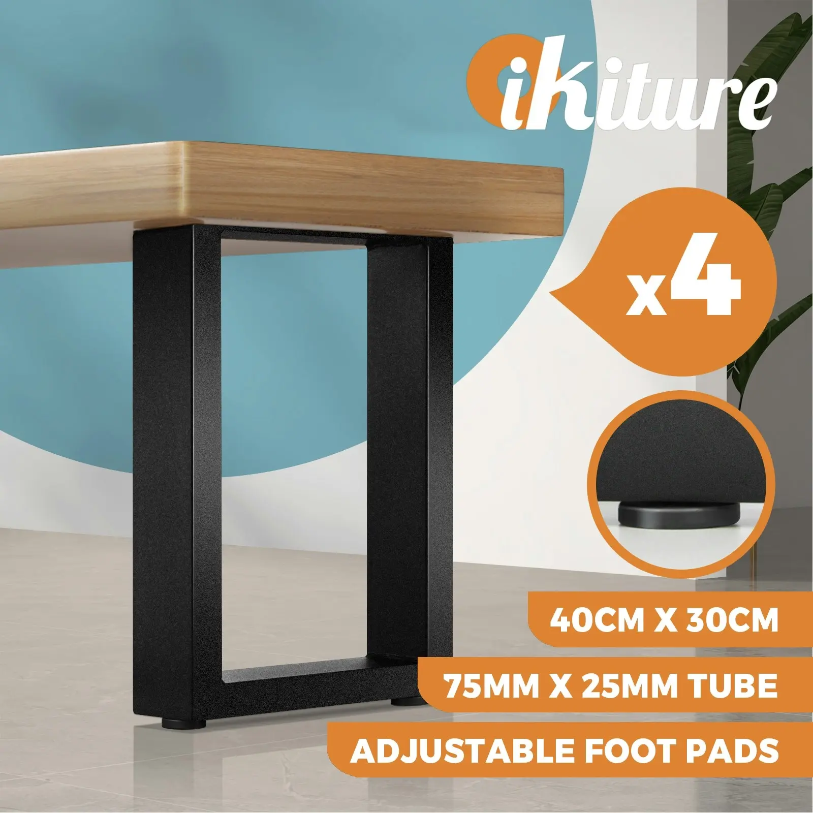 Oikiture 4X Coffee Dining Table Legs Bench Box DIY Steel Metal Industrial 40CM