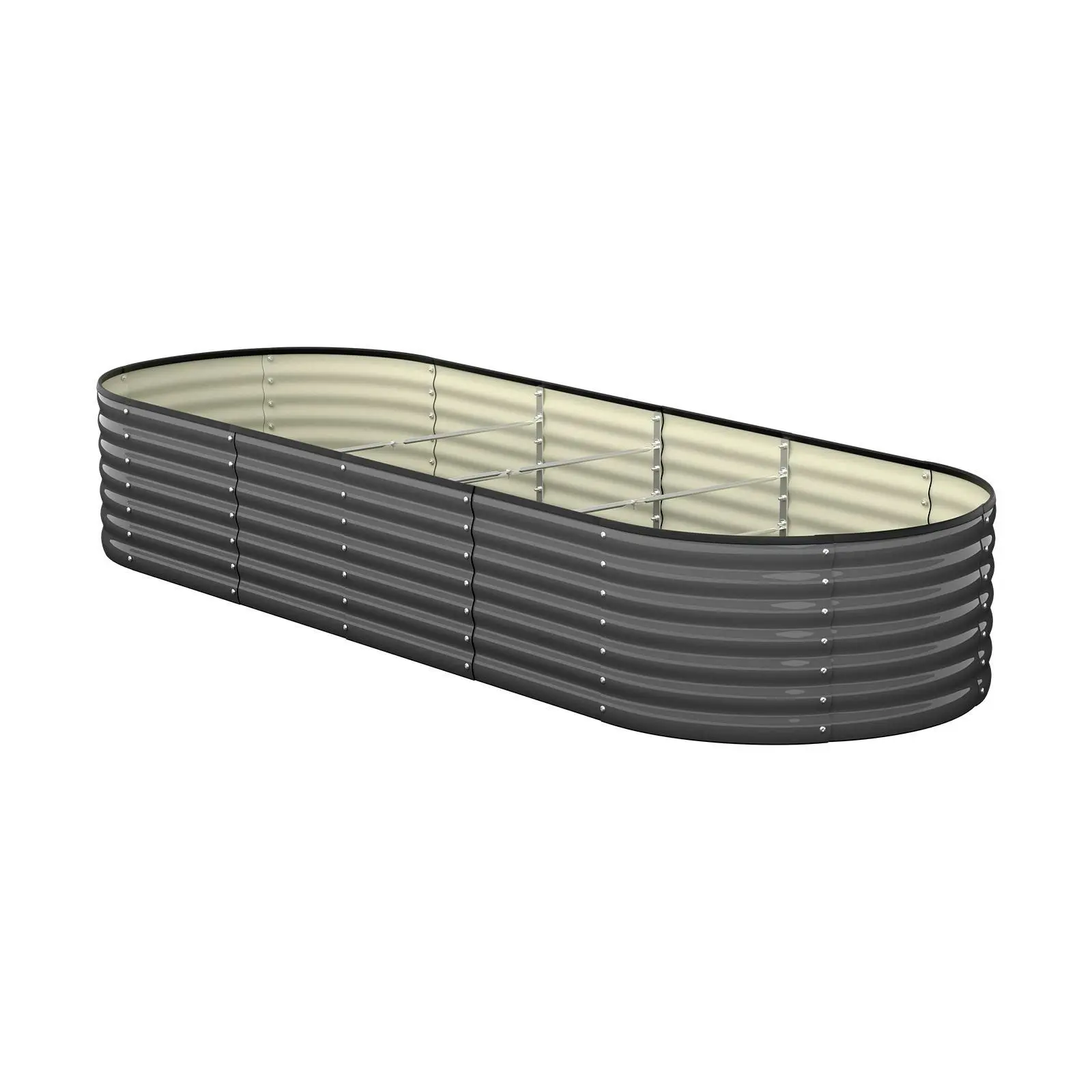 Livsip Raised Garden Bed Beds Kit Planter Oval Galvanised Steel 240cmX80cmX56cm