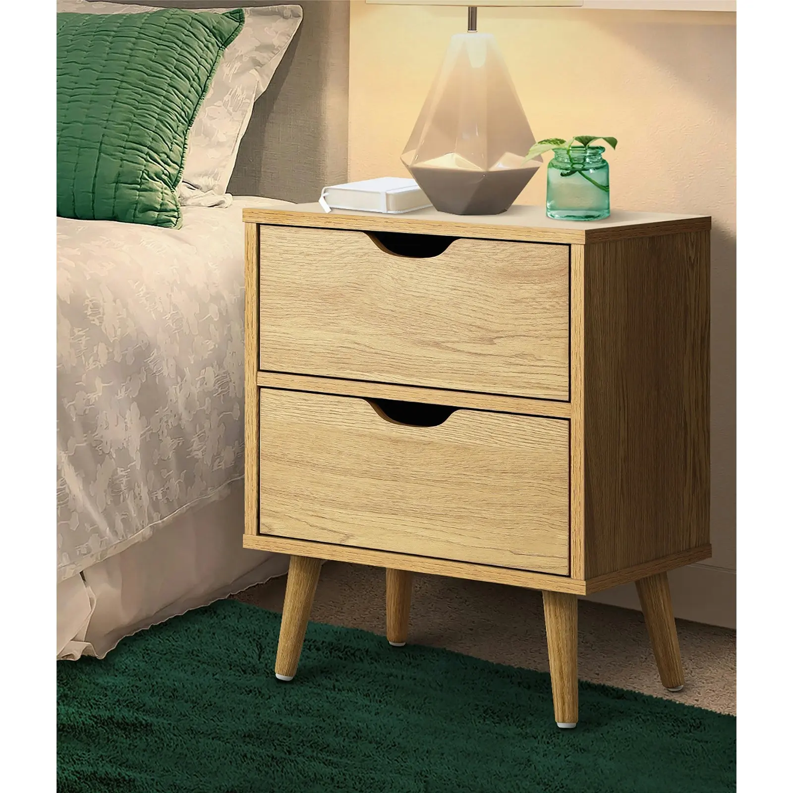 Oikiture 2 X Bedside Tables Side Table Bedroom Furniture Wooden