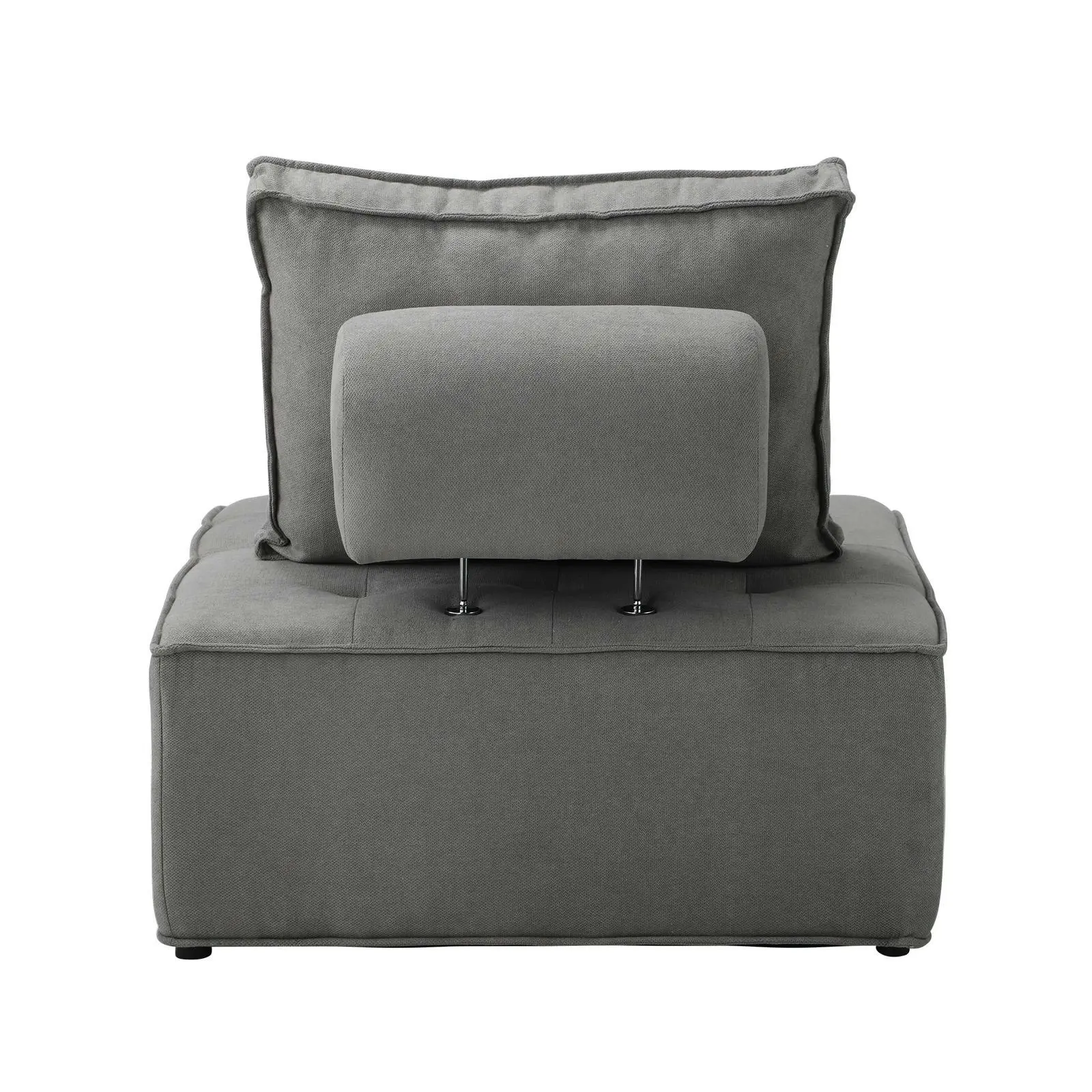 Oikiture 2PCS Modular Sofa Lounge Chair Armless Adjustable Back Linen Grey