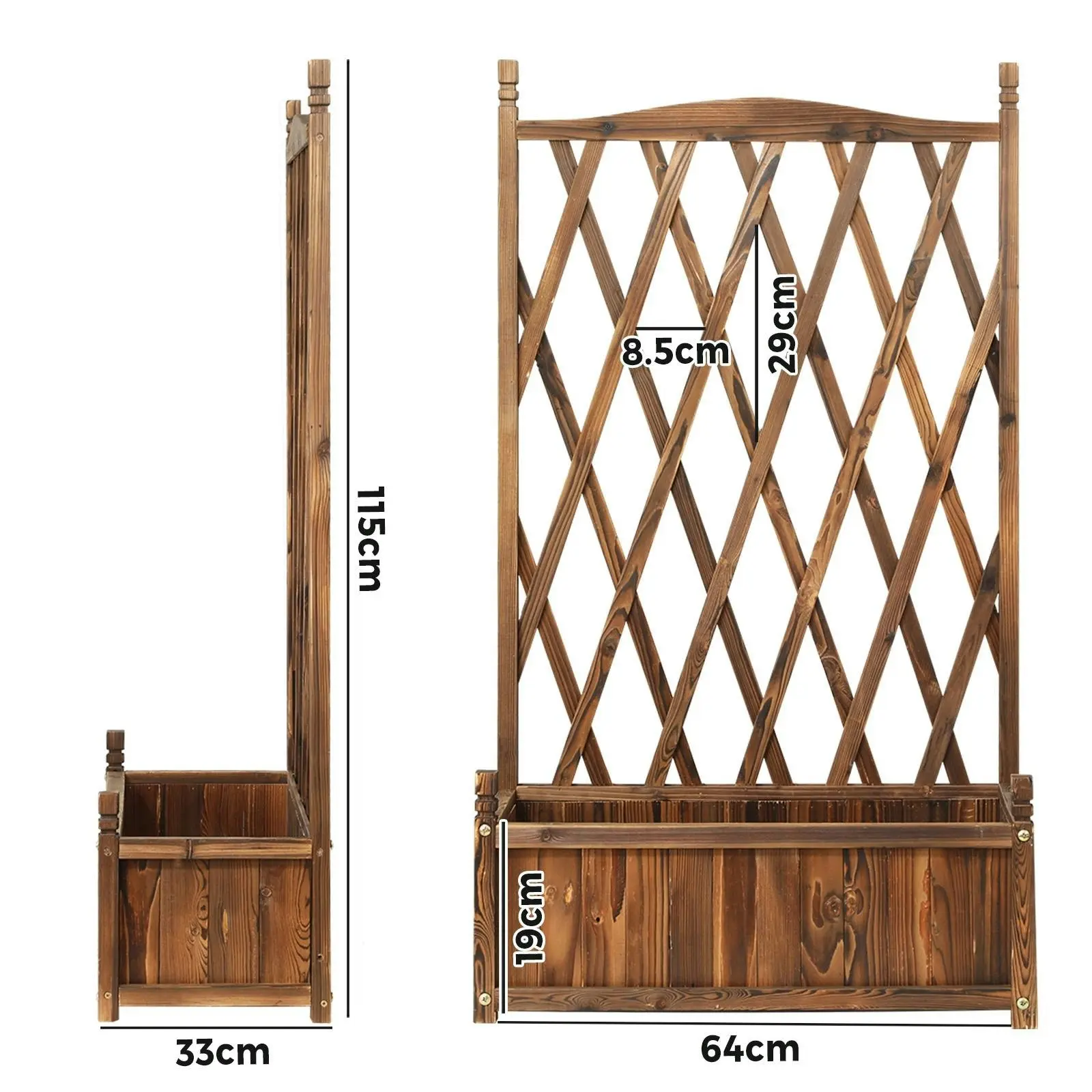 Livsip x2 Raised Garden Bed Wooden Planter Box Vegetables Outdoor 64x115cm