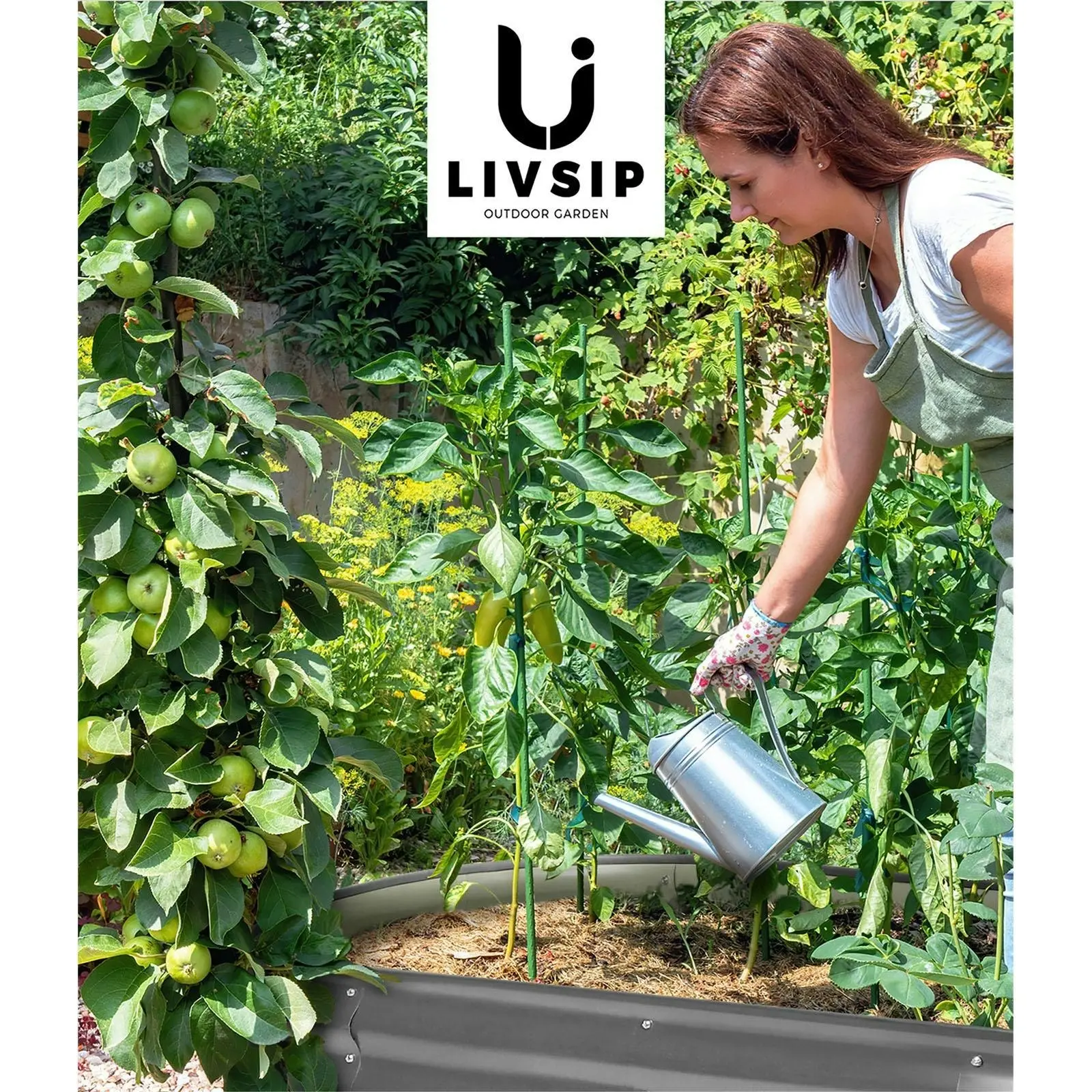 Livsip x4 Galvanised Raised Garden Bed Steel Instant Planter Oval 320X80X42CM