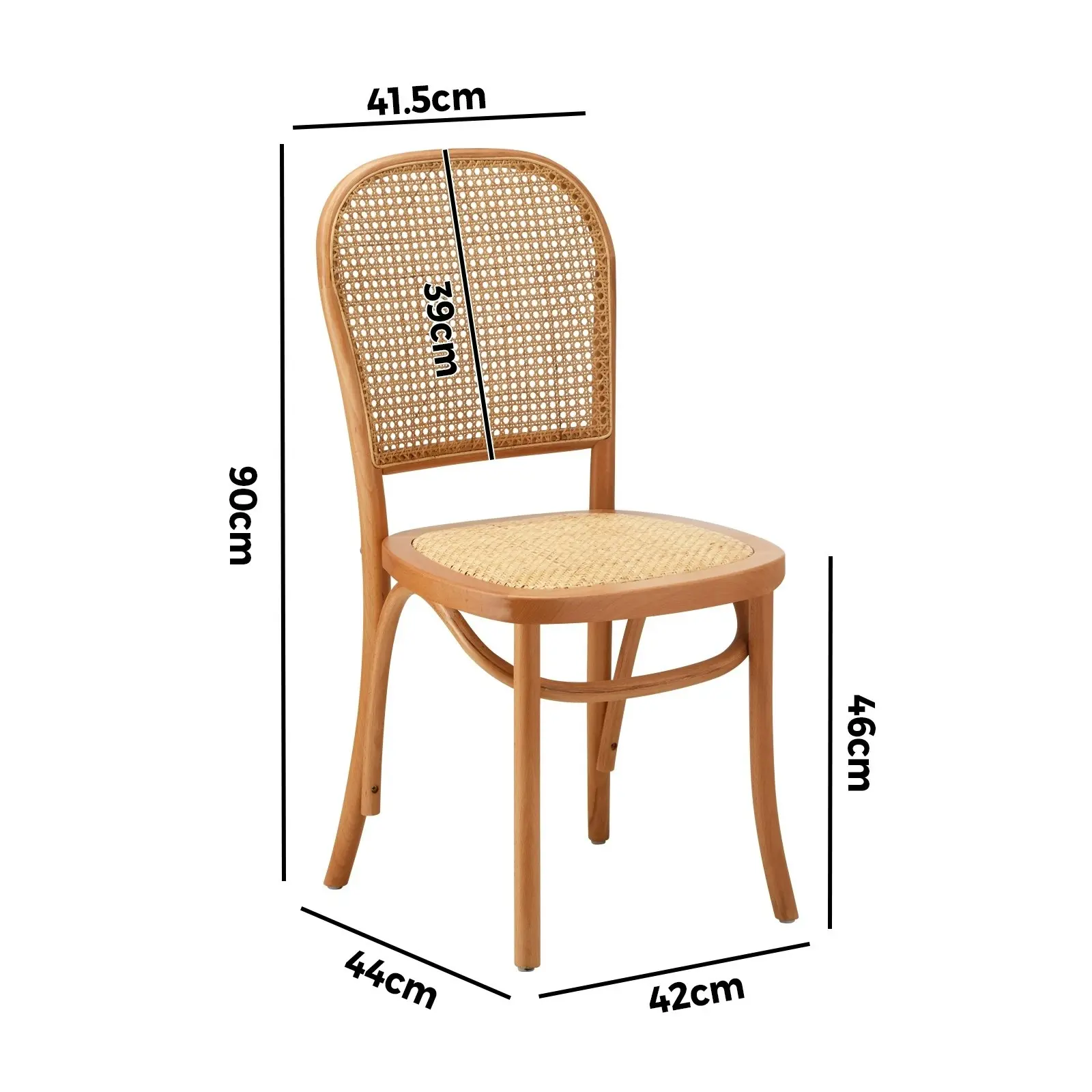 Oikiture 2PCS Dining Chairs Wooden Chairs Rattan Accent Chair Beige